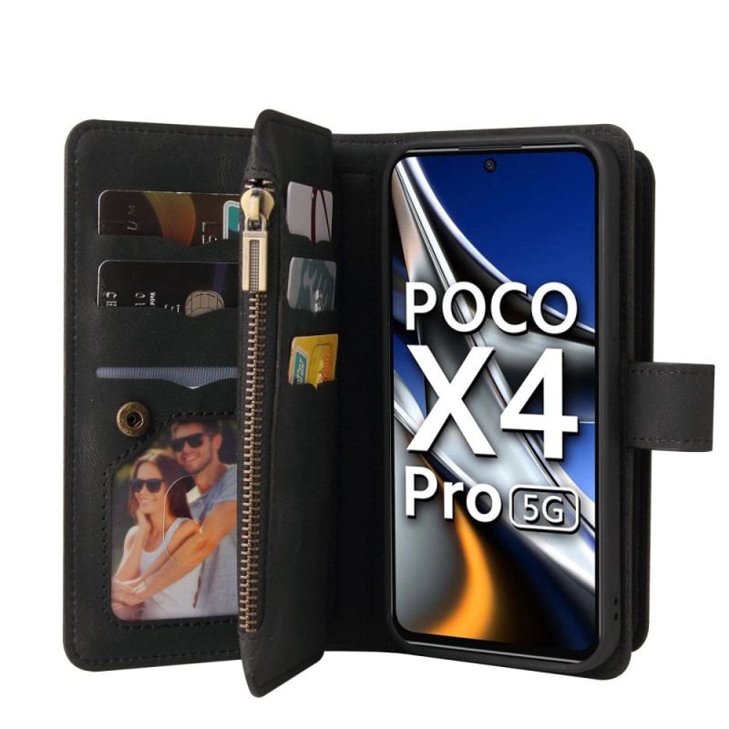 Flip Cover Poco X4 Pro 5G Multifunktions Optimerede Kortholdere