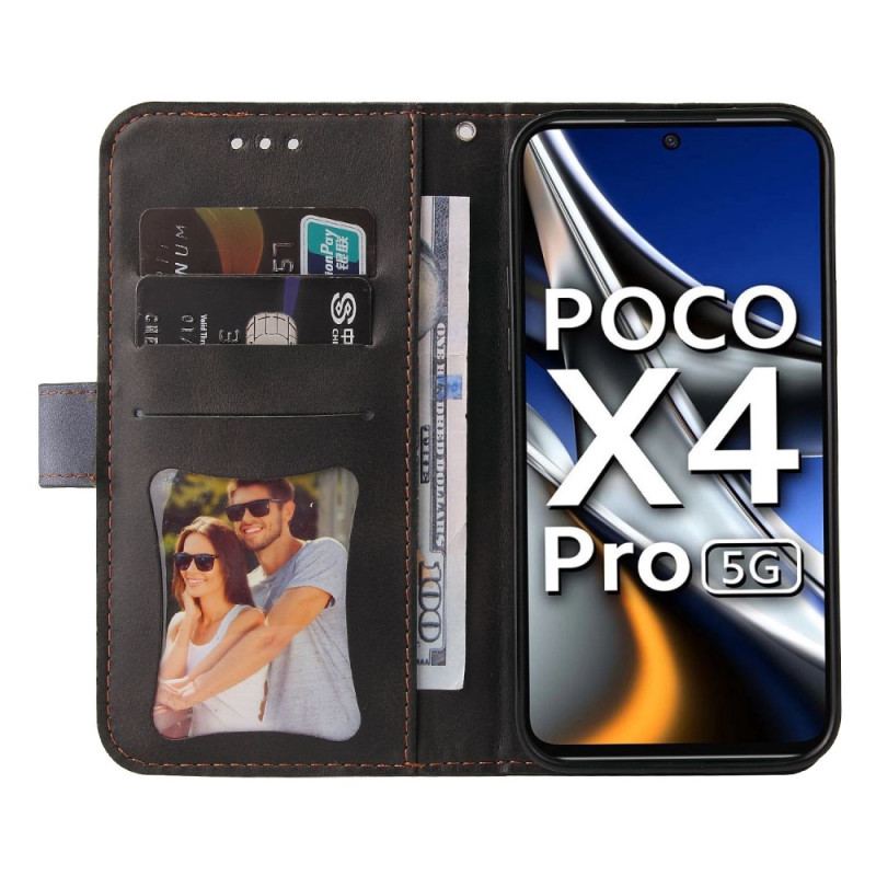 Flip Cover Poco X4 Pro 5G Tofarvet Med Rem