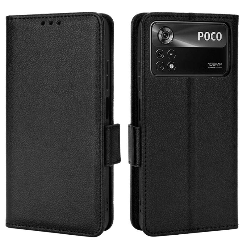 Flip Cover Poco X4 Pro 5G Ultra Fint Litchi Imiteret Læder