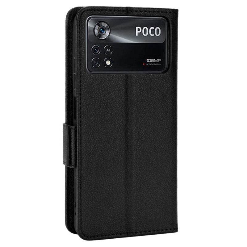 Flip Cover Poco X4 Pro 5G Ultra Fint Litchi Imiteret Læder