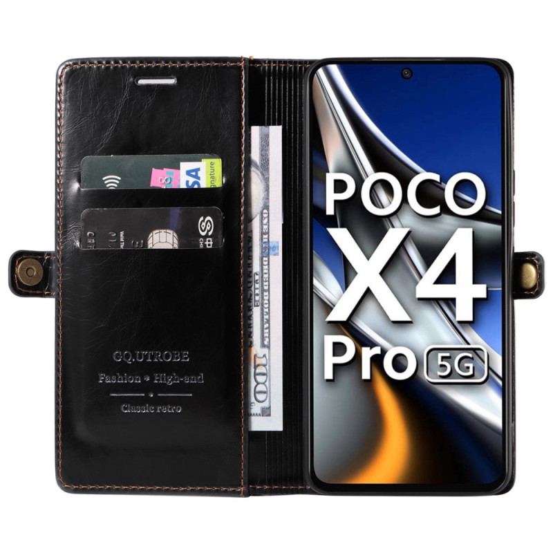 Flip Cover Poco X4 Pro 5G Voksbehandlet Lædereffekt Gq.utrobe