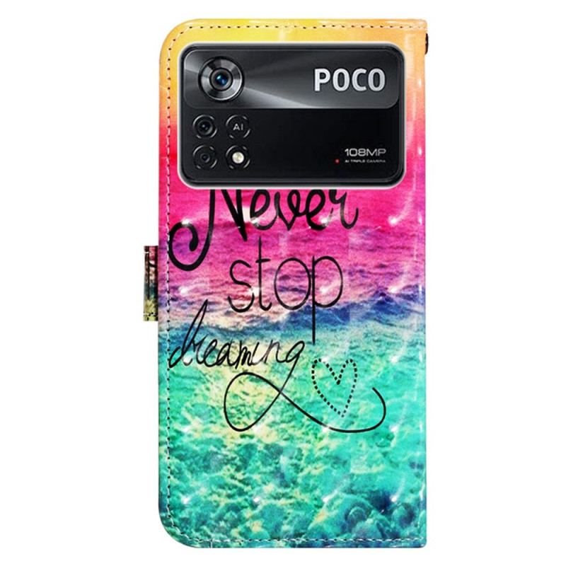 Læder Cover Poco X4 Pro 5G Med Snor Never Stop Dreaming Strappy