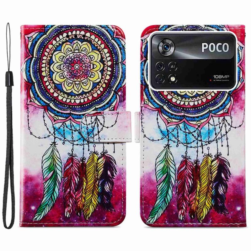 Læder Cover Poco X4 Pro 5G Med Snor Strap Dream Catcher