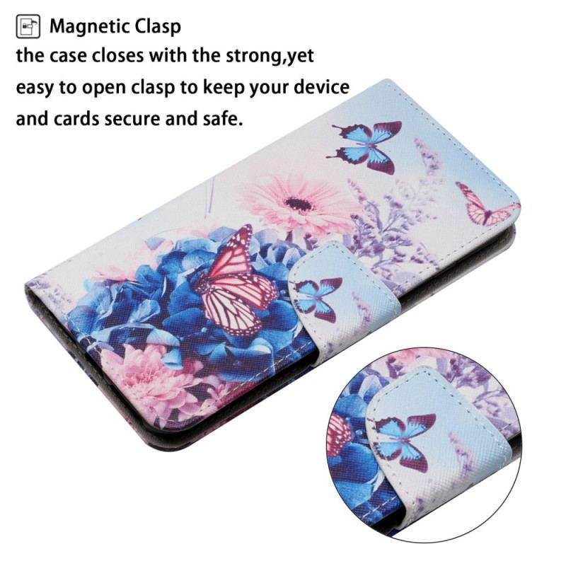 Læder Cover Poco X4 Pro 5G Med Snor Strappy Floral Fantasy