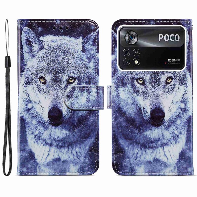 Læder Cover Poco X4 Pro 5G Med Snor Strappy Wolf