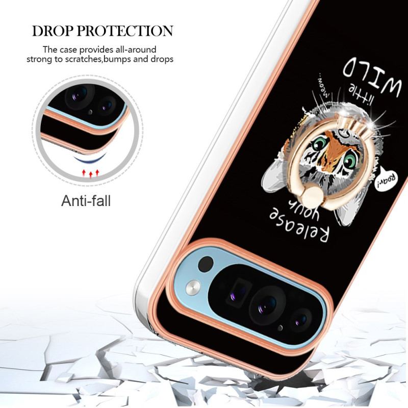 Cover Google Pixel 9 Telefon Etui Cat / Tiger Support Ring