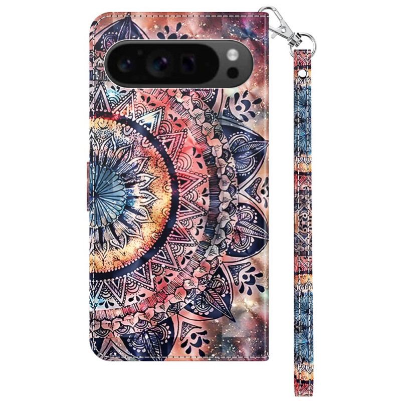 Flip Cover Google Pixel 9 Farverig Mandala Med Rem