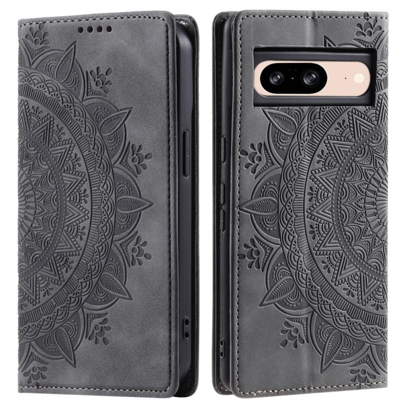 Læder Cover Google Pixel 9 Telefon Etui Mandala Ruskindseffekt