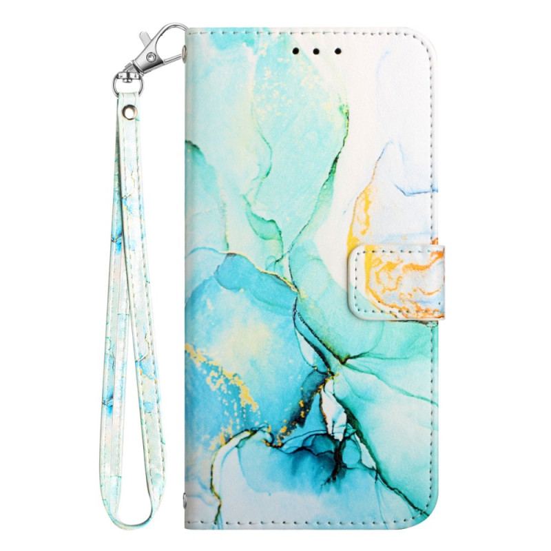 Læder Cover Google Pixel 9 Telefon Etui Marmoreret Strappy Style