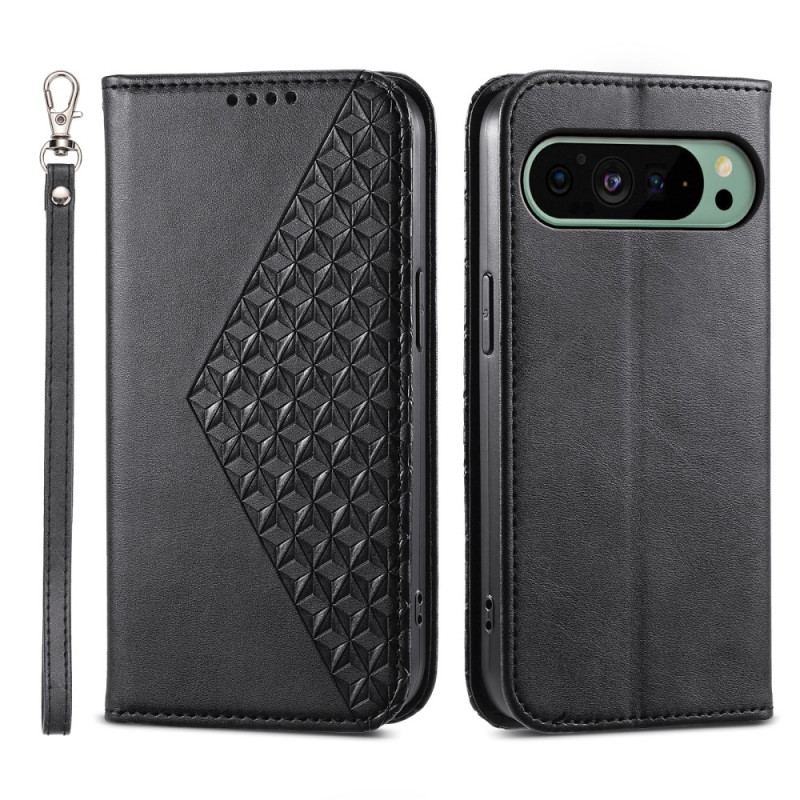 Læder Cover Google Pixel 9 Telefon Etui Strappy Diamond Design