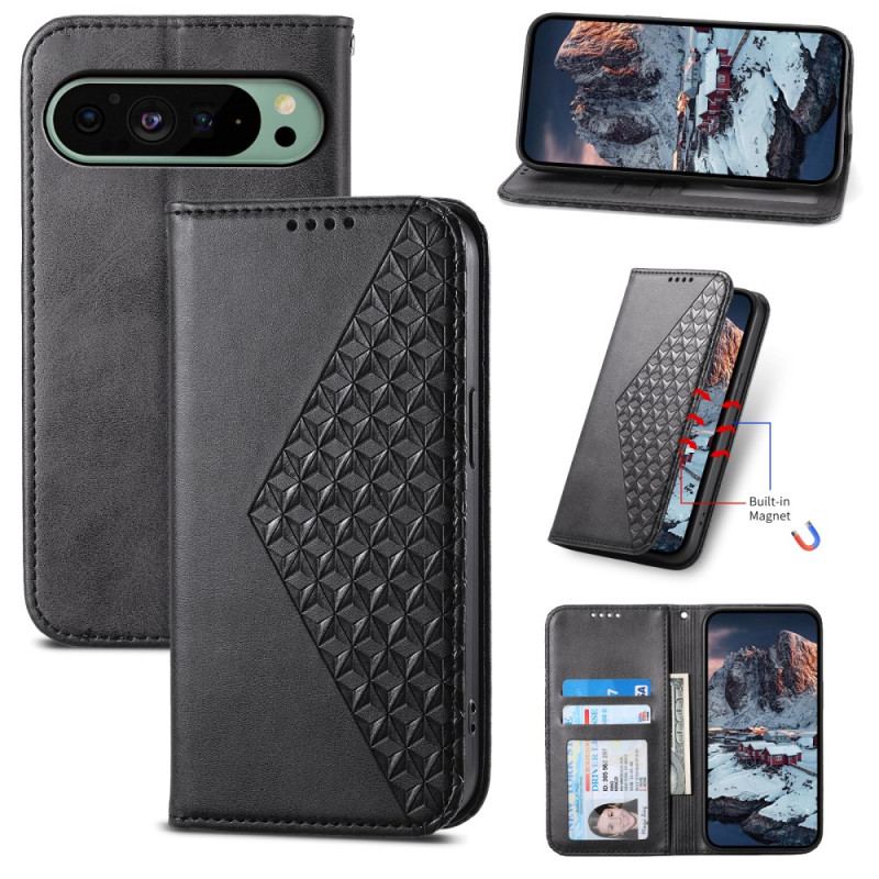 Læder Cover Google Pixel 9 Telefon Etui Strappy Diamond Design