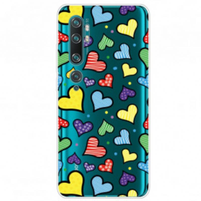 Cover Xiaomi Mi Note 10 / 10 Pro Flerfarvede Hjerter