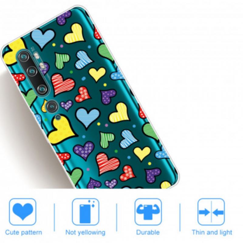 Cover Xiaomi Mi Note 10 / 10 Pro Flerfarvede Hjerter