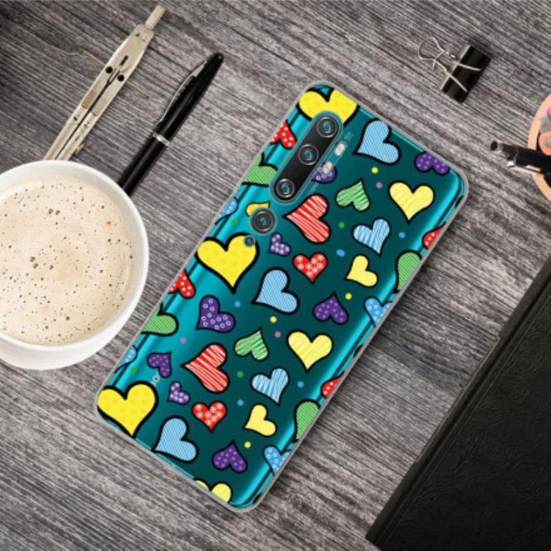 Cover Xiaomi Mi Note 10 / 10 Pro Flerfarvede Hjerter