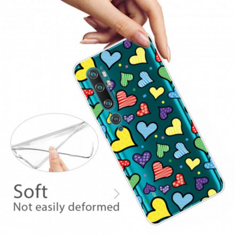 Cover Xiaomi Mi Note 10 / 10 Pro Flerfarvede Hjerter