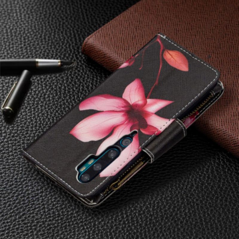 Flip Cover Xiaomi Mi Note 10 / 10 Pro Blomsterlomme Med Lynlås