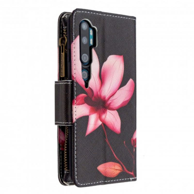 Flip Cover Xiaomi Mi Note 10 / 10 Pro Blomsterlomme Med Lynlås