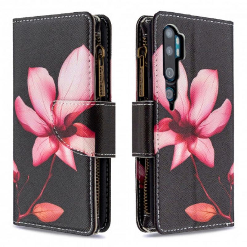 Flip Cover Xiaomi Mi Note 10 / 10 Pro Blomsterlomme Med Lynlås