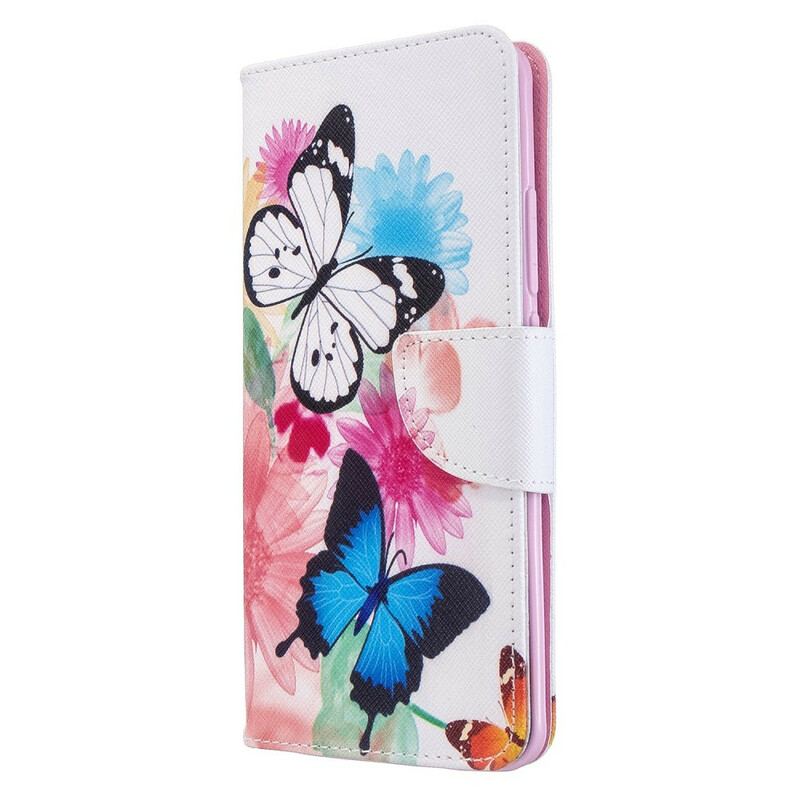 Flip Cover Xiaomi Mi Note 10 / 10 Pro Malede Sommerfugle Og Blomster