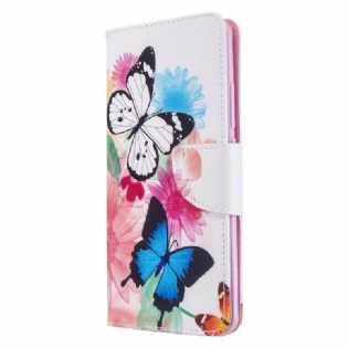 Flip Cover Xiaomi Mi Note 10 / 10 Pro Malede Sommerfugle Og Blomster