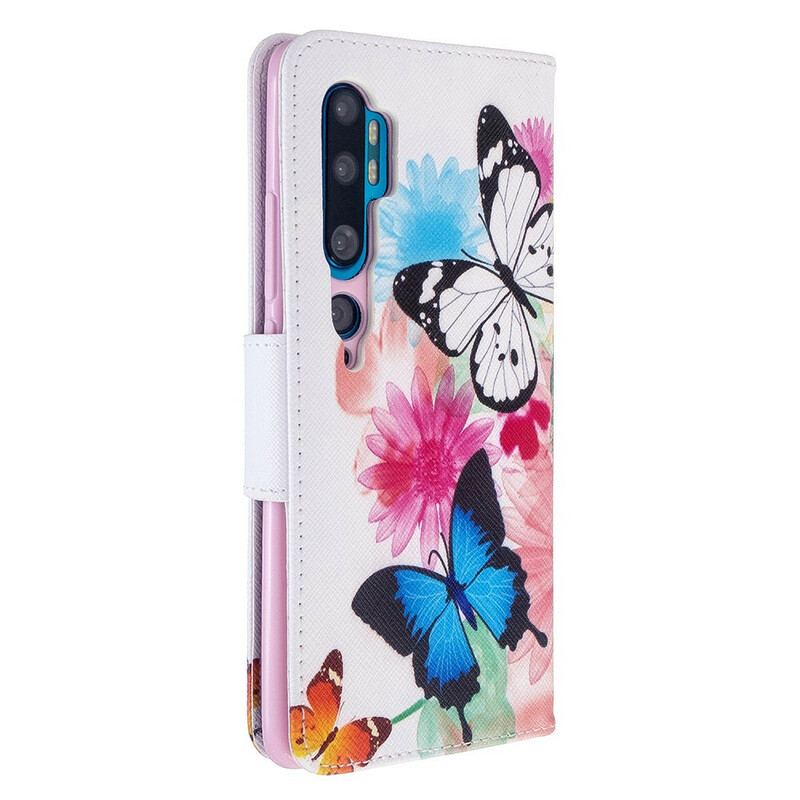 Flip Cover Xiaomi Mi Note 10 / 10 Pro Malede Sommerfugle Og Blomster