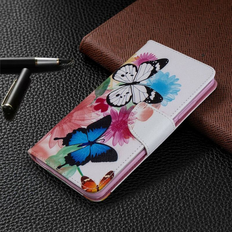 Flip Cover Xiaomi Mi Note 10 / 10 Pro Malede Sommerfugle Og Blomster