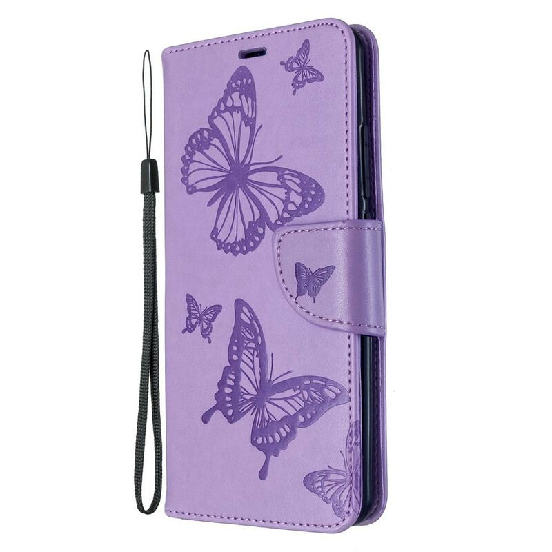 Flip Cover Xiaomi Mi Note 10 / 10 Pro Med Snor Sommerfugle Trykt Strappy