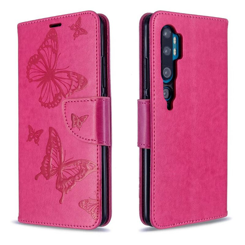 Flip Cover Xiaomi Mi Note 10 / 10 Pro Med Snor Sommerfugle Trykt Strappy