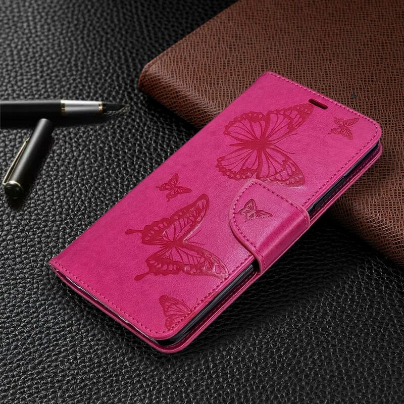 Flip Cover Xiaomi Mi Note 10 / 10 Pro Med Snor Sommerfugle Trykt Strappy