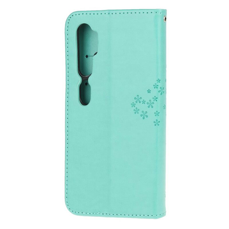 Flip Cover Xiaomi Mi Note 10 / 10 Pro Med Snor Thong Træ Og Ugler