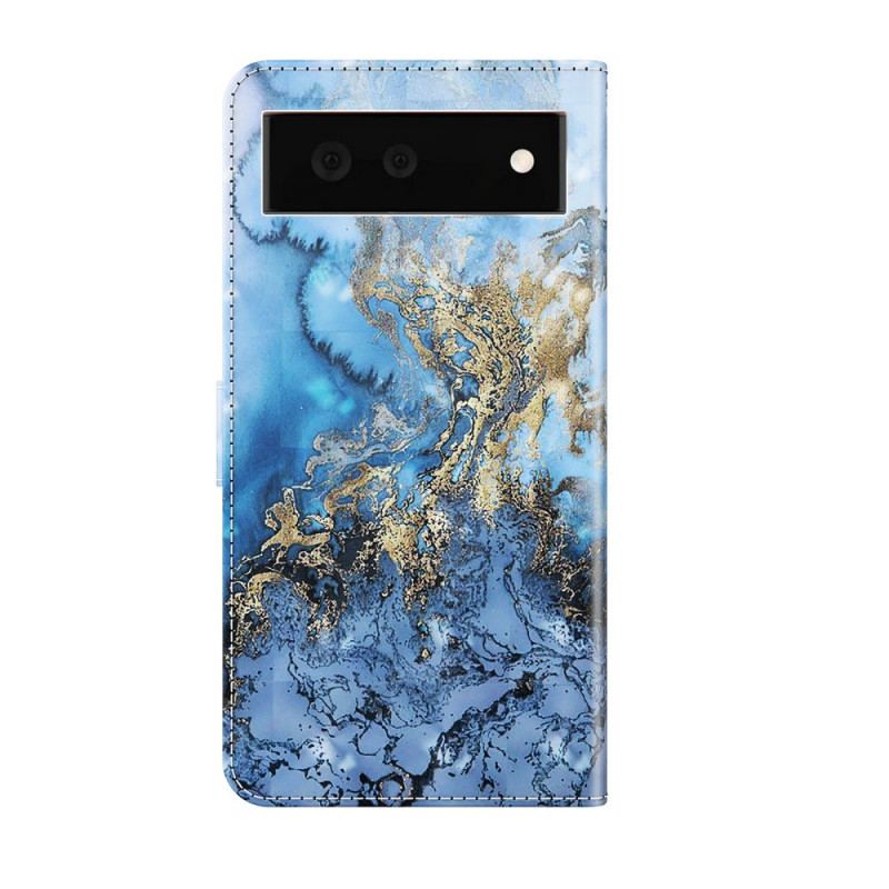 Flip Cover Google Pixel 6 Light Spot Marble Design Med Nøglebånd