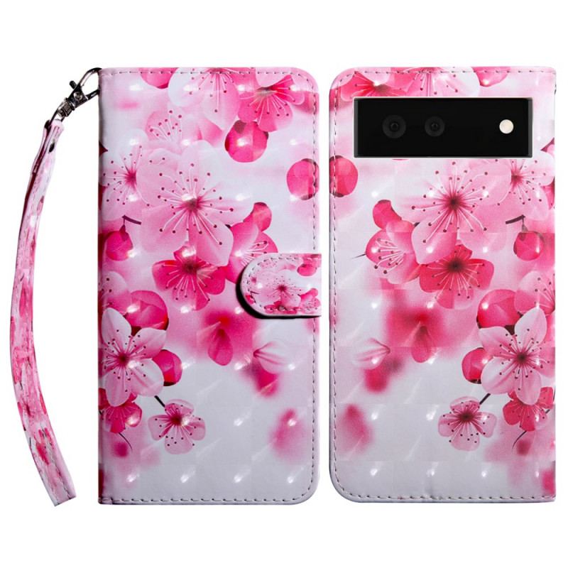 Flip Cover Google Pixel 6 Lyserøde Blomster