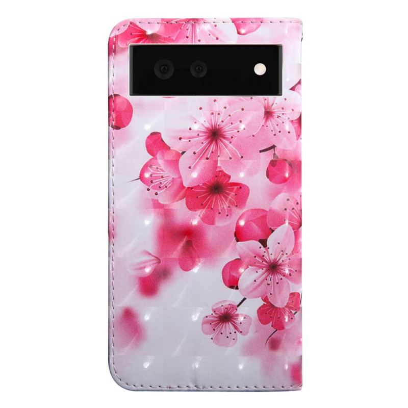 Flip Cover Google Pixel 6 Lyserøde Blomster