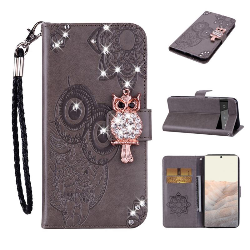 Flip Cover Google Pixel 6 Ugle Mandala Og Charm