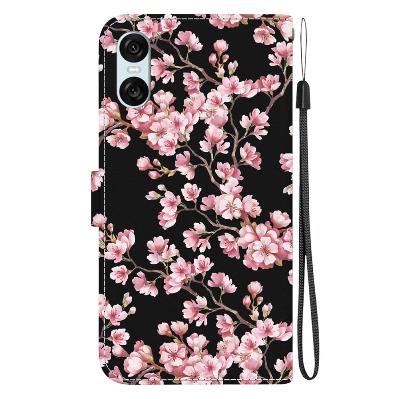 Flip Cover Til Sony Xperia 10 Vi Omspændte Blommeblomster