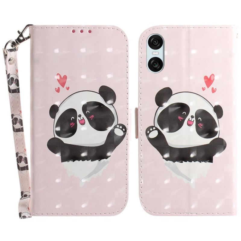 Flip Cover Til Sony Xperia 10 Vi Panda Love Med Rem