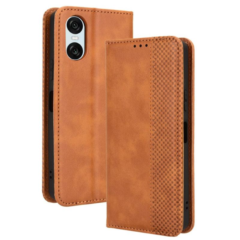 Læder Cover Sony Xperia 10 Vi Telefon Etui Vintage Stil