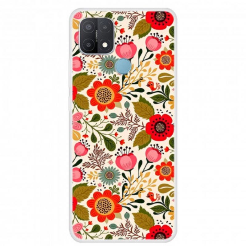 Cover Oppo A15 Blomstertapet