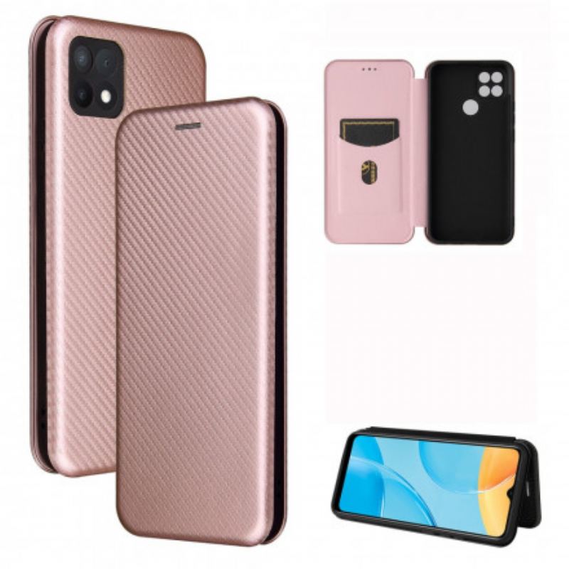 Cover Oppo A15 Flip Cover Farvet Carbon Silikone