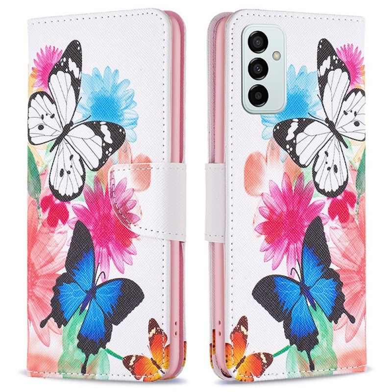 Flip Cover Samsung Galaxy M23 5G Akvarel Sommerfugle