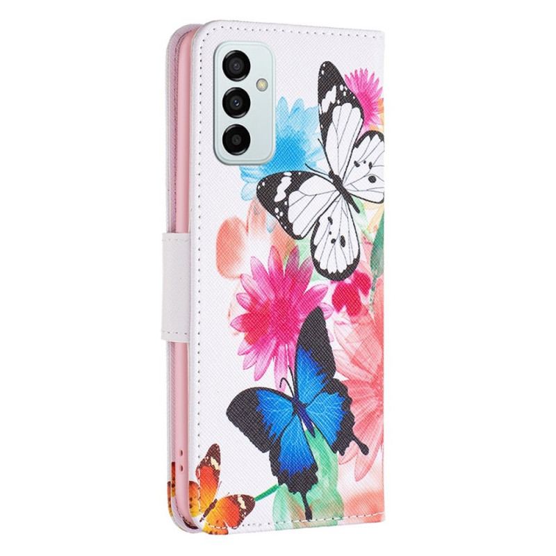 Flip Cover Samsung Galaxy M23 5G Akvarel Sommerfugle