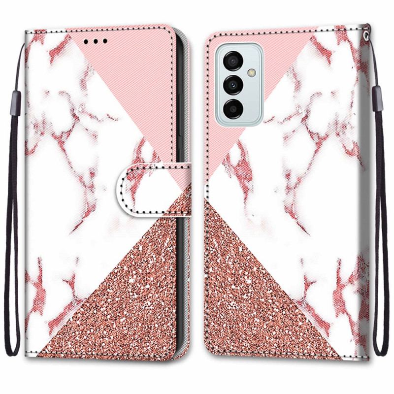 Flip Cover Samsung Galaxy M23 5G Marmor Og Glitter Trekant