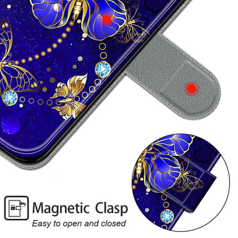 Flip Cover Samsung Galaxy M23 5G Med Snor Strap Butterflies Fan