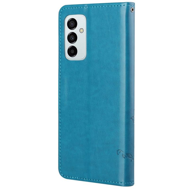 Læder Cover Samsung Galaxy M23 5G Med Snor Rem Blomster