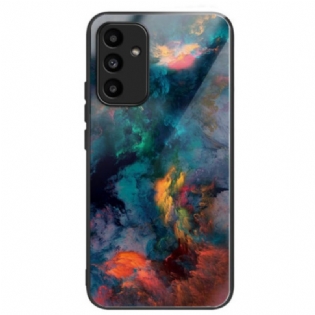 Cover Samsung Galaxy A15 Telefon Etui Farverige Skyer Af Hærdet Glas