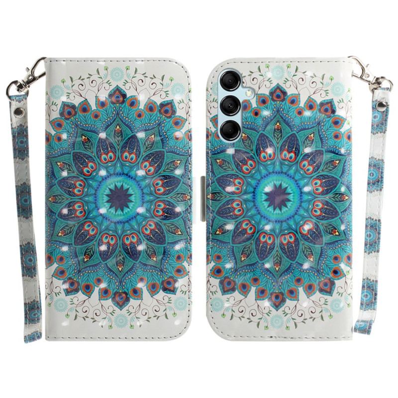 Flip Cover Samsung Galaxy A15 Grøn Mandala Med Rem