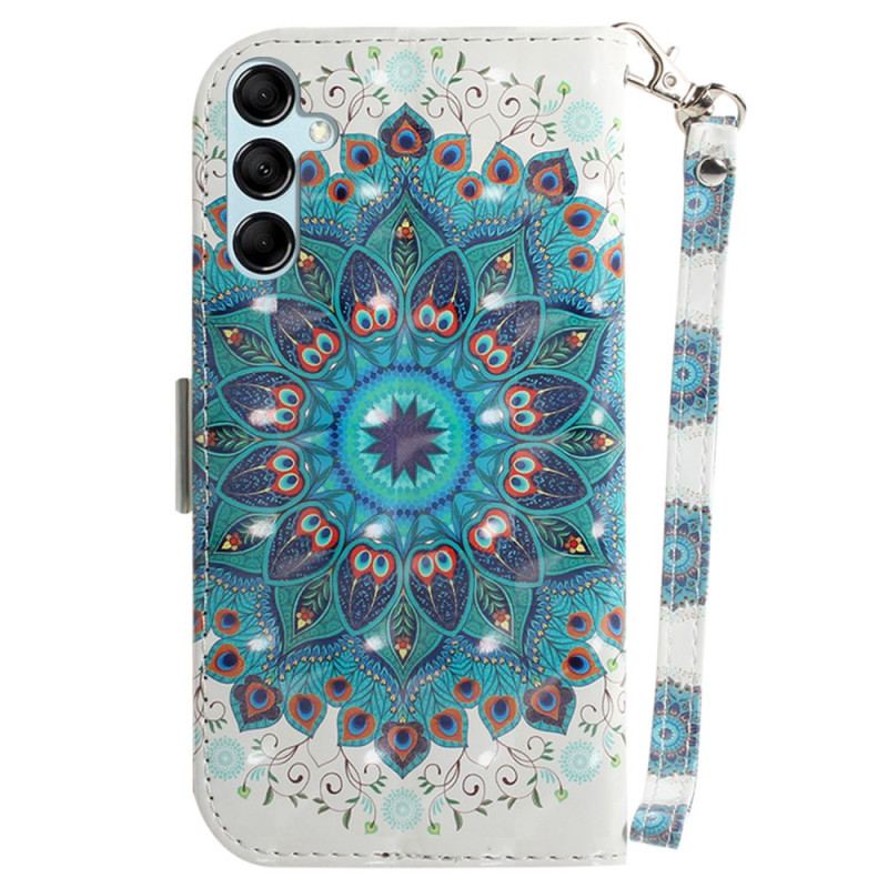 Flip Cover Samsung Galaxy A15 Grøn Mandala Med Rem