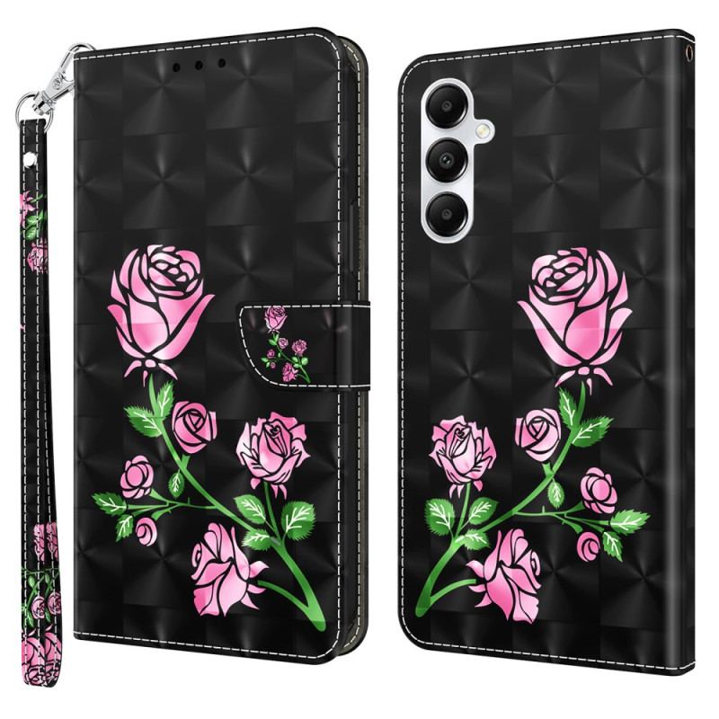 Flip Cover Samsung Galaxy A15 Rosenblomster Med Rem