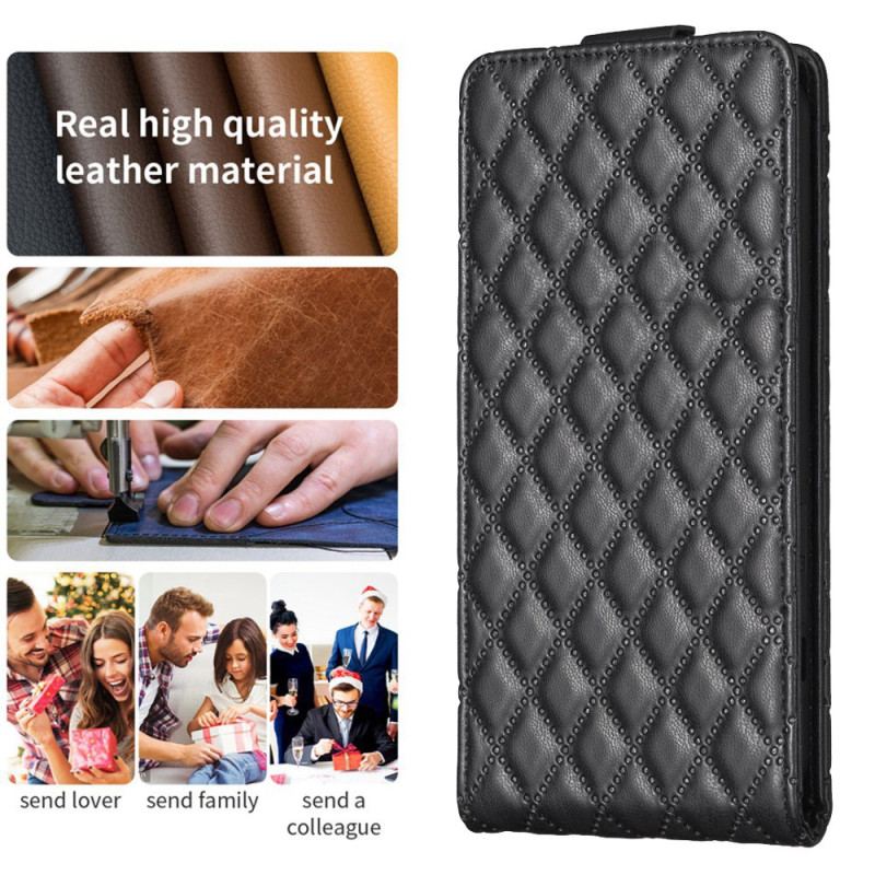 Læder Cover Samsung Galaxy A15 Quiltet Lodret Klap