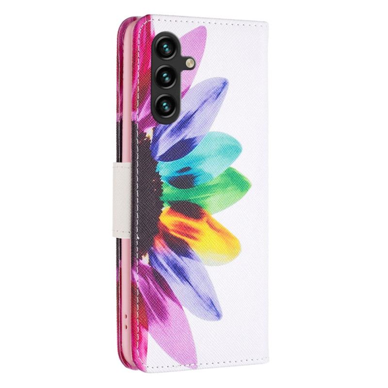 Læder Cover Samsung Galaxy A15 Telefon Etui Akvarelblomst